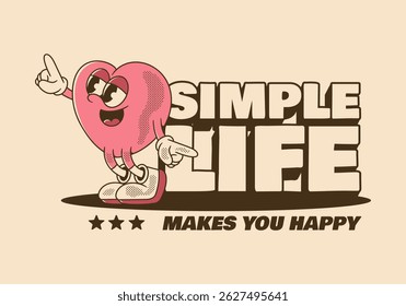Happy heart mascot character in happy dance illustration. Good for sticker print