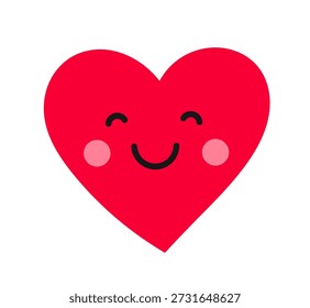 Icono sonriente del corazón feliz. Ilustración vectorial. Elemento de diseño para pegatina.