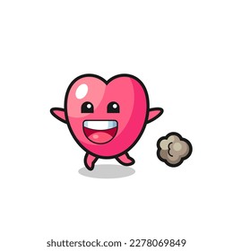 the happy heart symbol cartoon with running pose , cute style design for t shirt, sticker, logo element