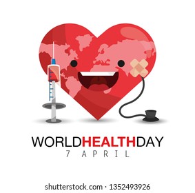 happy heart with syringe to world health day
