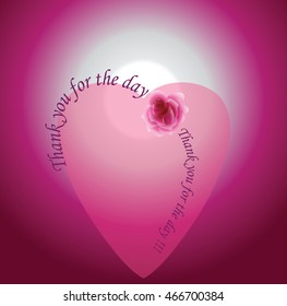 Happy heart. Thank you for the day. Romantic logo, symbol, emblem, kind, and gentle heart, of love and gratitude. Art design for Valentine's Day and card, web, banner, poster, flyer, brochure.