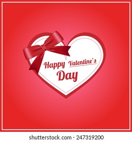 Happy Heart Valentine Day with Red Background.