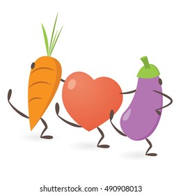 Happy Heart and Vegetables Dancing