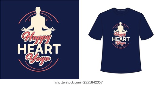 Happy Heart Yoga, T-shirts, T-shirts Design, Modern T-shirt Design
