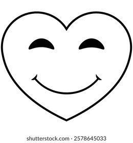 Happy heart-shaped emoticon, cheerful and positive symbol of love and joy. Perfect for expressing happiness and good feelings.
