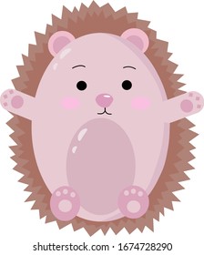 Happy hedgehog, illustration, vector on white background.