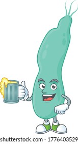 Happy helicobacter pylory mascot style toast with a glass of beer. Vector illustration