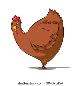 Happy hen cartoon. Vector illustration