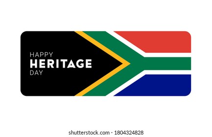 Happy Heritage Day - 24 September - horizontal banner template with the South African flag and text isolated on white. South African public holiday