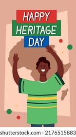 happy heritage day lettering with man