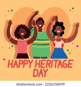 happy heritage day lettering with people