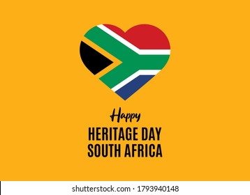 Happy Heritage Day South Africa vector. Flag of South Africa in heart shape vector. Public holiday in South Africa. Important day