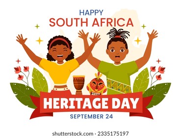 Happy Heritage Day South Africa Vector Illustration on September 24 with Waving Flag Background, Honoring African Culture and Traditions Templates 