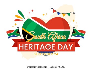 Happy Heritage Day South Africa Vector Illustration on September 24 with Waving Flag Background, Honoring African Culture and Traditions Templates 