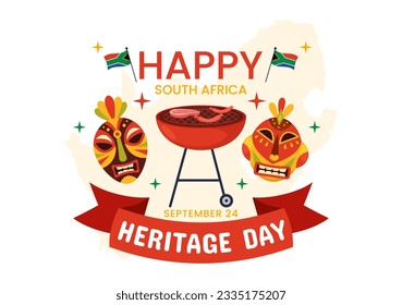 Happy Heritage Day South Africa Vector Illustration on September 24 with Waving Flag Background, Honoring African Culture and Traditions Templates 