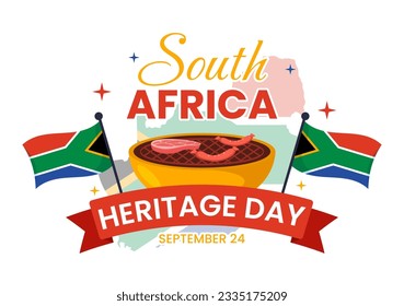 Happy Heritage Day South Africa Vector Illustration on September 24 with Waving Flag Background, Honoring African Culture and Traditions Templates 