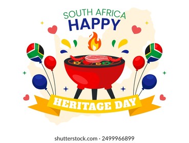 Happy Heritage Day South Africa Vector Illustration for September 24 with a Waving Flag, Honoring African Culture and Traditions on a Flat Background