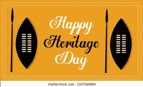 Happy Heritage Day Zulu Shield And Spear