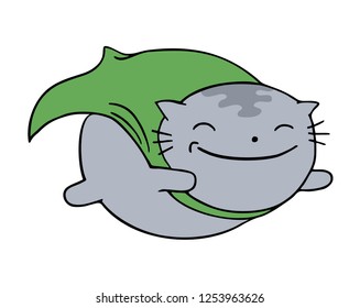 happy hero cat flying