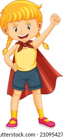 Happy hero girl cartoon character illustration