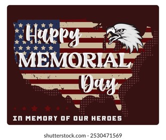 Happy Heroes Day. A celebration to commemorate the services of fallen heroes. Memorial Day concept. Flat vector illustration.