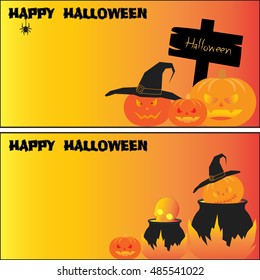  happy HHalloween vector collection set pumpkin card backgrounds 