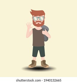 Happy Hi Travel Boy icon. Cartoon of happy hi travel boy vector icon for web design isolated on white background