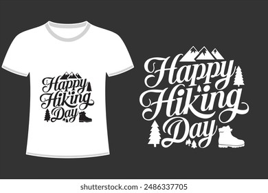 Happy Hiking Day Silhouette vector