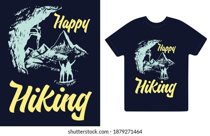 Diseño de camisetas vector de excursión feliz