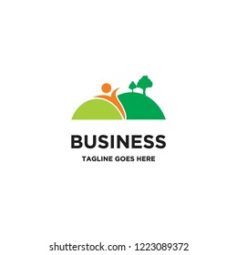 happy hills logo icon vector