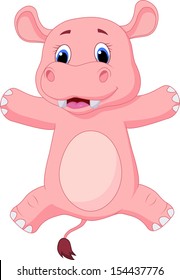Happy hippo cartoon