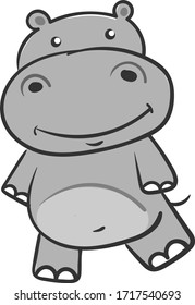 Happy hippo, illustration, vector on white background