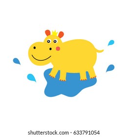 happy hippo shower fun vector