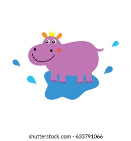 happy hippo shower fun vector
