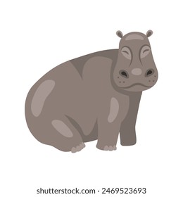 happy hippo sitting african animal