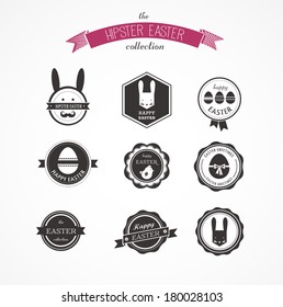 Happy Hipster Easter - set of icons and elements