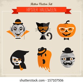 Happy Hipster Halloween set of icons and elements