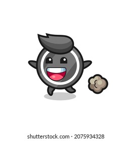 the happy hockey puck cartoon with running pose , cute style design for t shirt, sticker, logo element