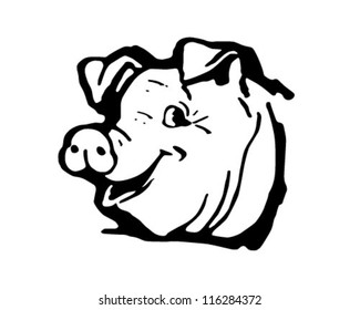 Happy Hog - Retro Clipart Illustration