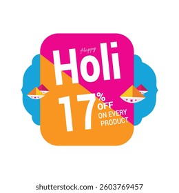 happy Holi 17% offer icon vector design
