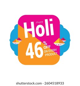 happy Holi 46% offer icon vector design