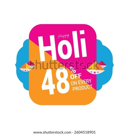 happy Holi 48% offer icon vector design