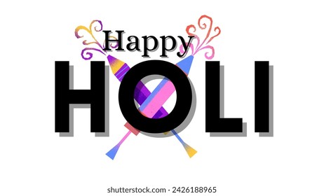 Happy Holi amazing and modern text design. calligraphy isolated on white background. Indian festival of colors theme. Vector illustration for card, poster.