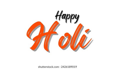 Happy Holi amazing and modern text design. calligraphy isolated on white background. Indian festival of colors theme. Vector illustration for card, poster.