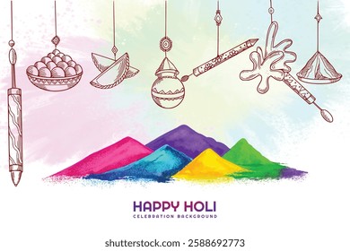 Happy holi background card design for color festival of India