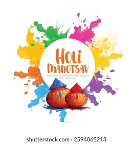 Happy Holi background card design for color festival of India celebration