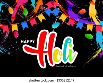 Happy Holi background, colorful vector illustration. - Vector