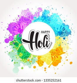 Happy Holi background, colorful vector illustration. - Vector