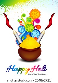 happy holi background with explode magical wave vector illustration 