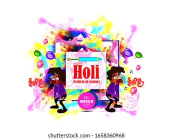 Happy Holi Background for Festival of Colors celebration vector elements for card,greeting,poster design